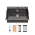 30 x 22 Inch Black Stainless Steel Single Bowl Large Kitchen Sink