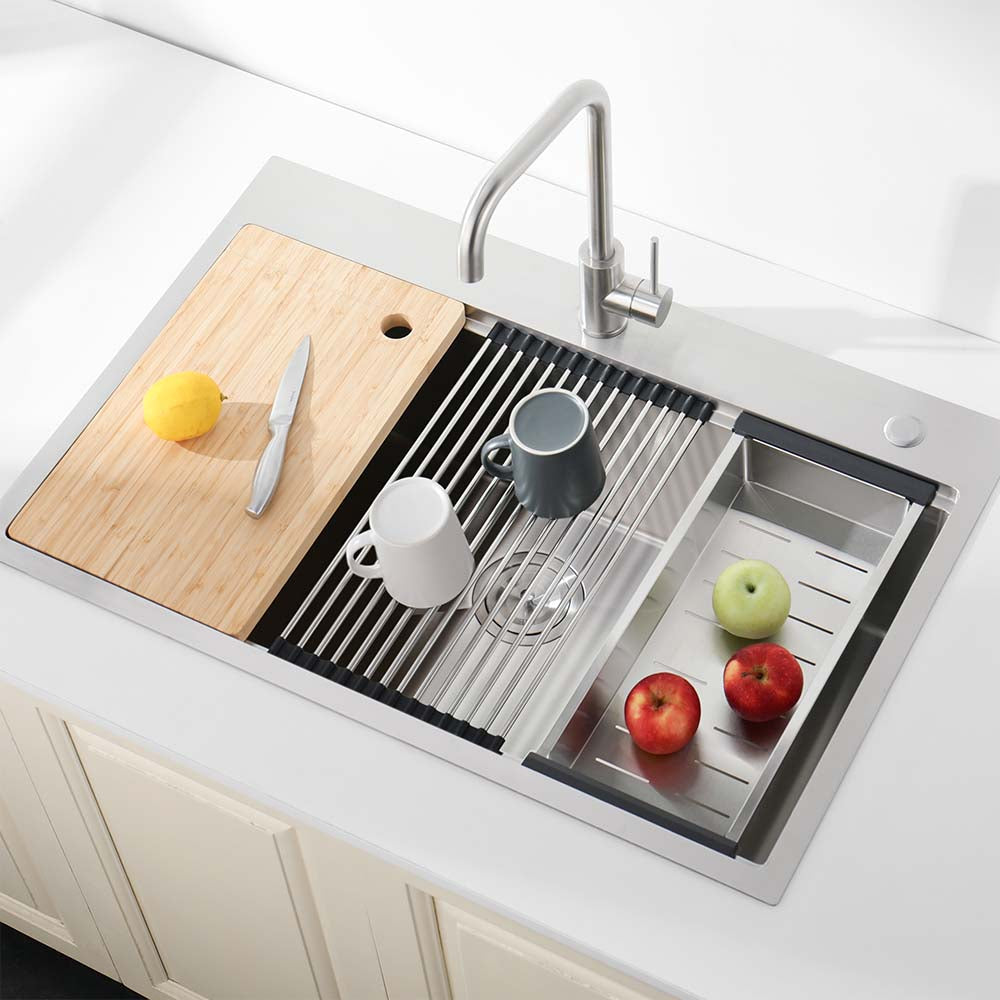 30 x 22 Inch Brushed Stainless Steel Single Bowl Large Kitchen Sink