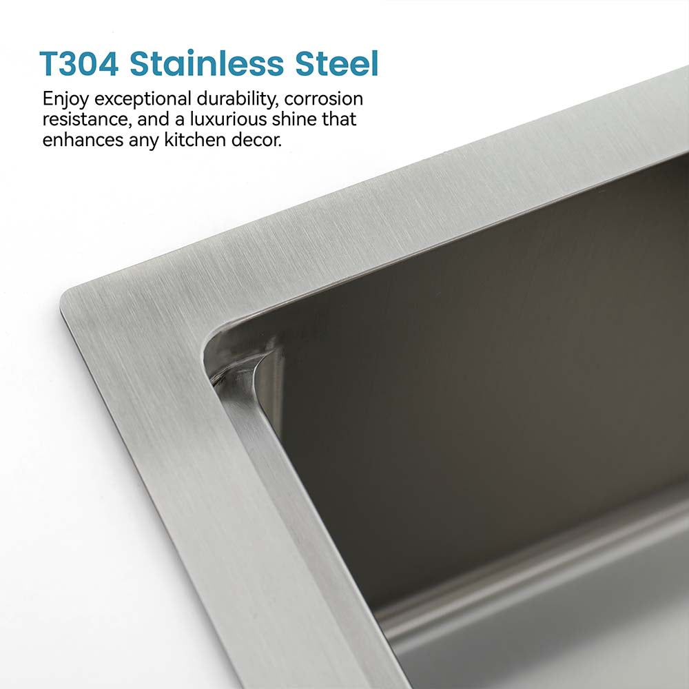 30 x 22 Inch Brushed Stainless Steel Single Bowl Large Kitchen Sink