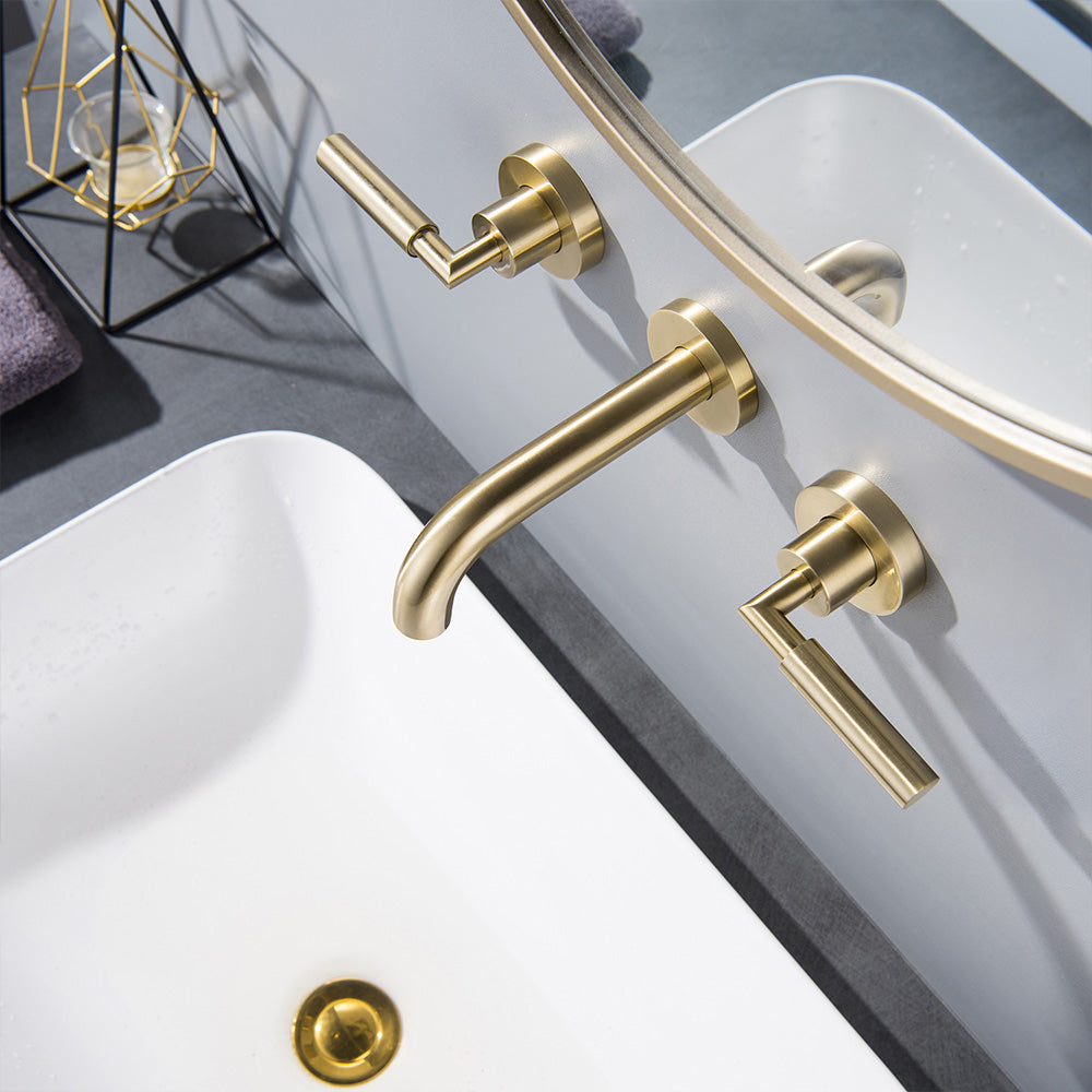 Wall Mounted Dual Handles Bathroom Faucet-Includes Rough-in Valve