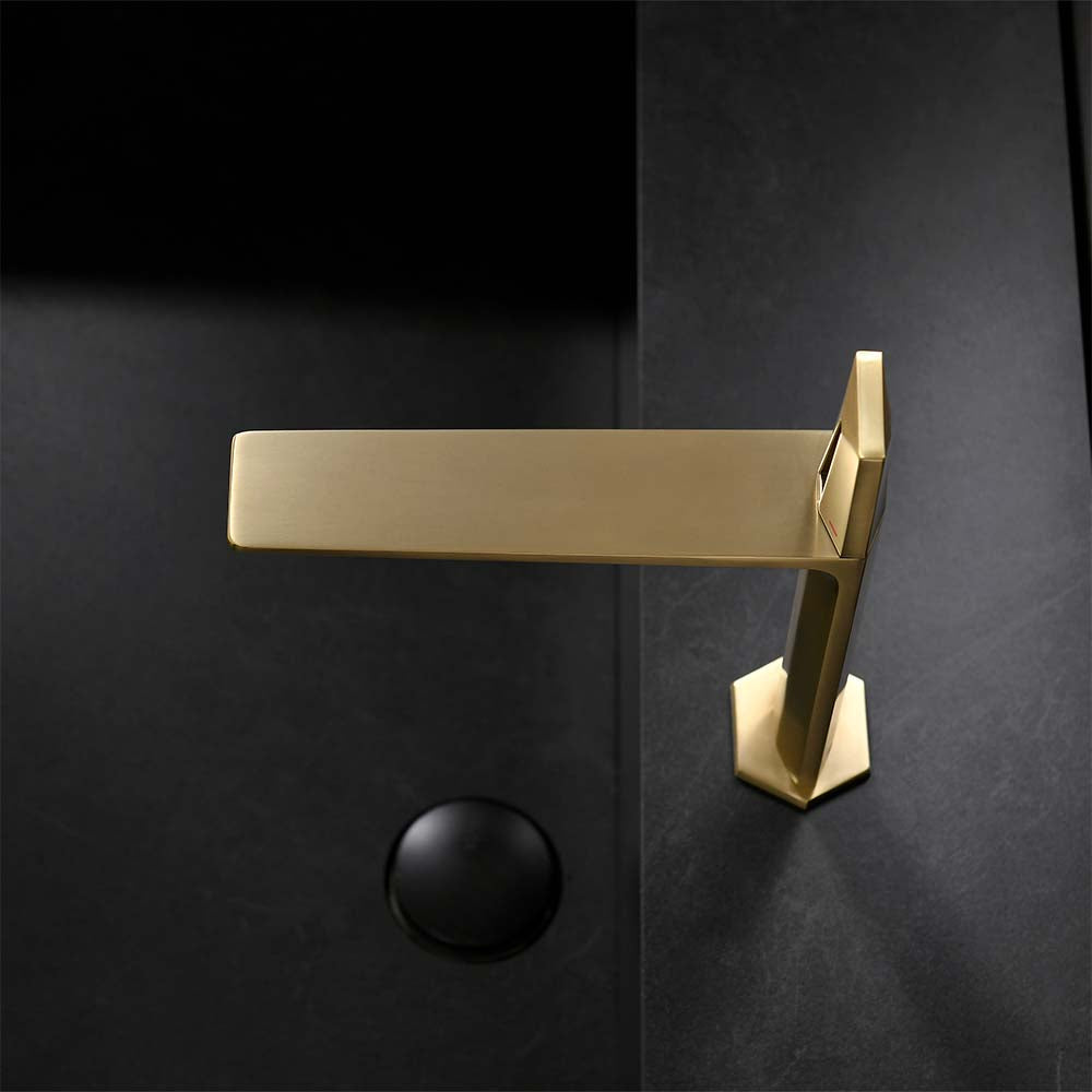 Modern Brushed Gold Bathroom Faucet with Sleek Single Handle Design