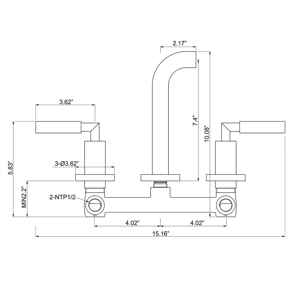 Wall Mounted Dual Handles Bathroom Faucet-Includes Rough-in Valve