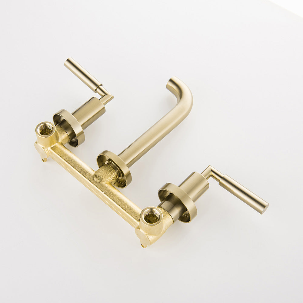 Wall Mounted Dual Handles Bathroom Faucet-Includes Rough-in Valve
