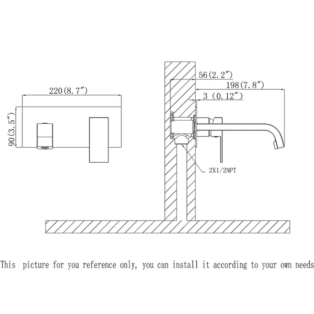 Sleek and Stylish: Single Handle Wall Mounted Bathroom Sink Faucet