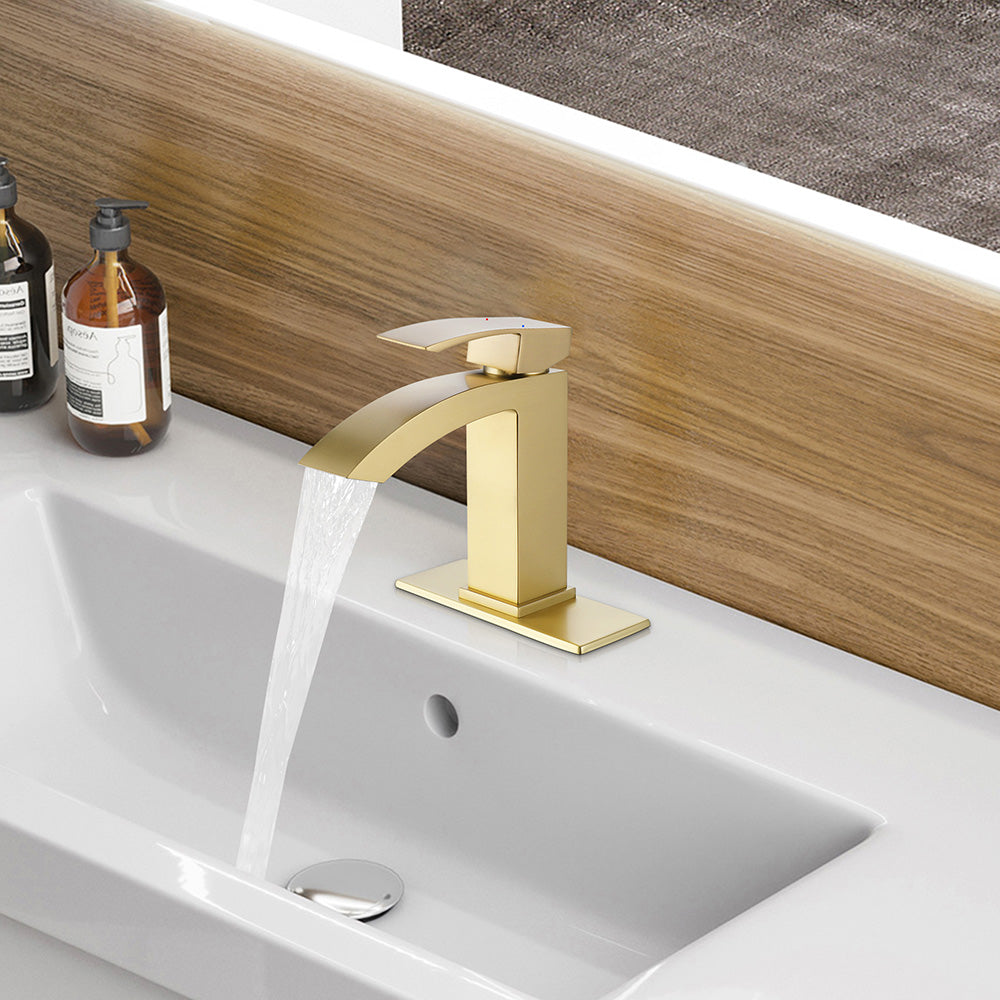 Modland Deck Mounted Single Hole Bathroom Gold Faucet