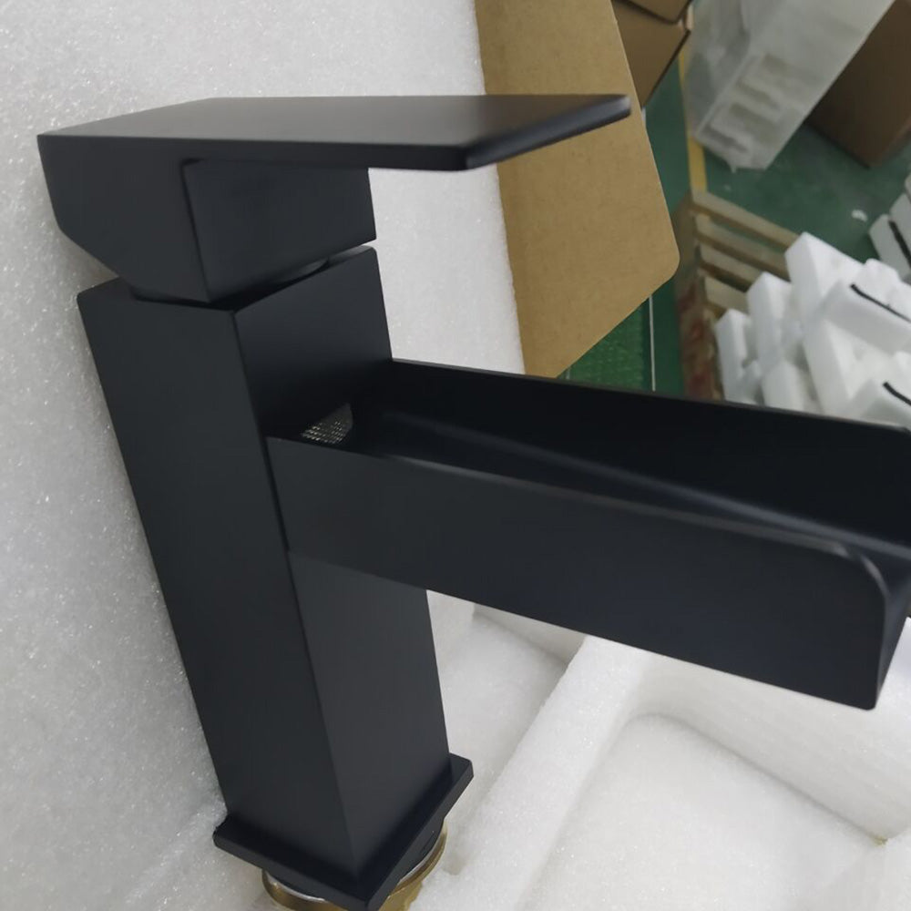 Elegant Waterfall Single-Hole Bathroom Faucet with Included Deck Plate