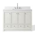 48 Inch White Fully Assembled Freestanding Bathroom Vanity With Overflow & Quartz