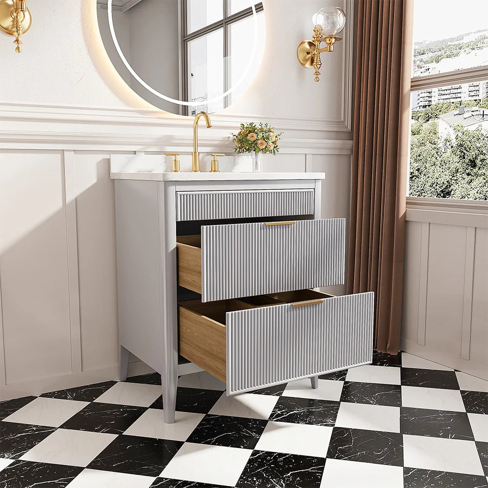 Fully Assembled 30 Inch Freestanding Bathroom Vanity with Single Sink
