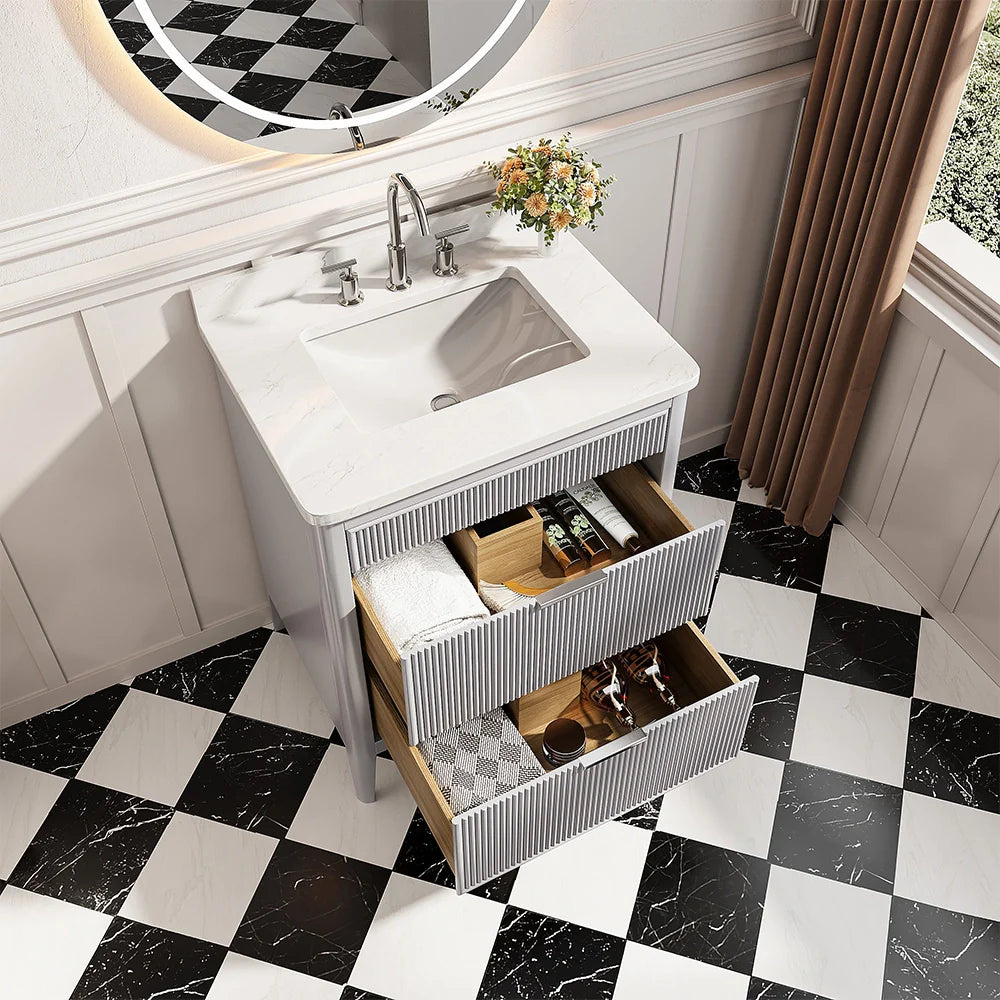 Fully Assembled 30 Inch Freestanding Bathroom Vanity with Single Sink
