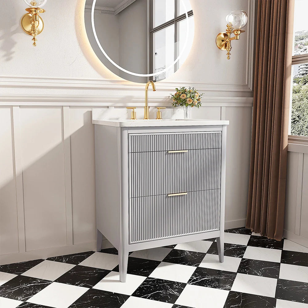 Fully Assembled 30 Inch Freestanding Bathroom Vanity with Single Sink