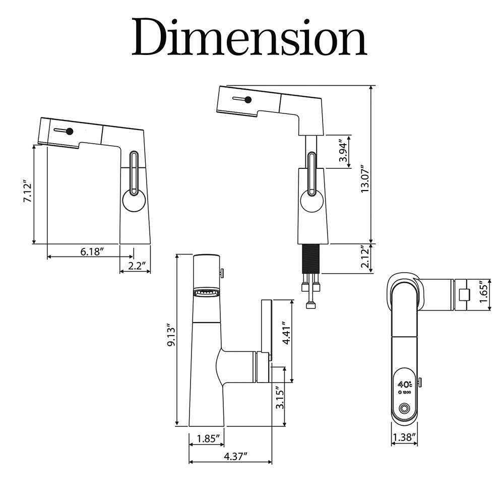 Contemporary Single-Hole Deck Mounted Faucet, Multi-Functional Faucet