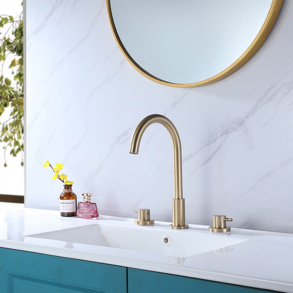 Deck Mounted Widespread Bathroom Faucet with Dual Handles