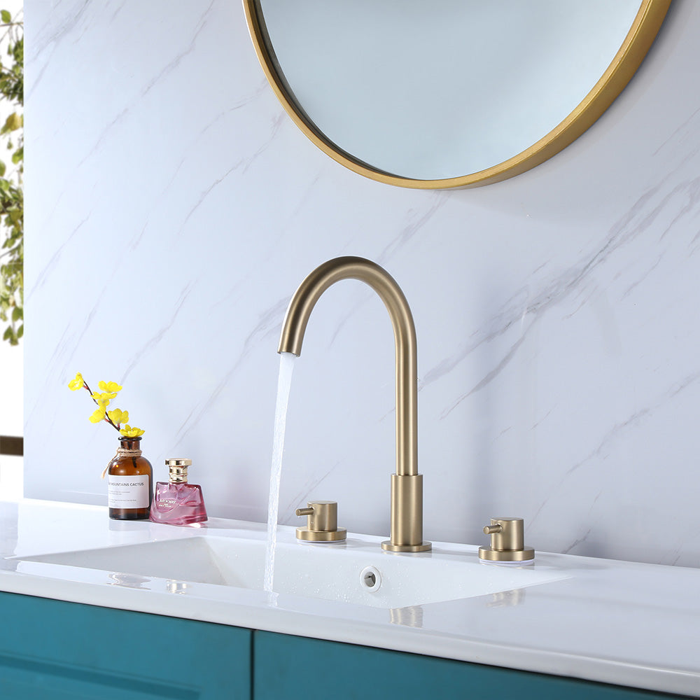 Deck Mounted Widespread Bathroom Faucet with Dual Handles